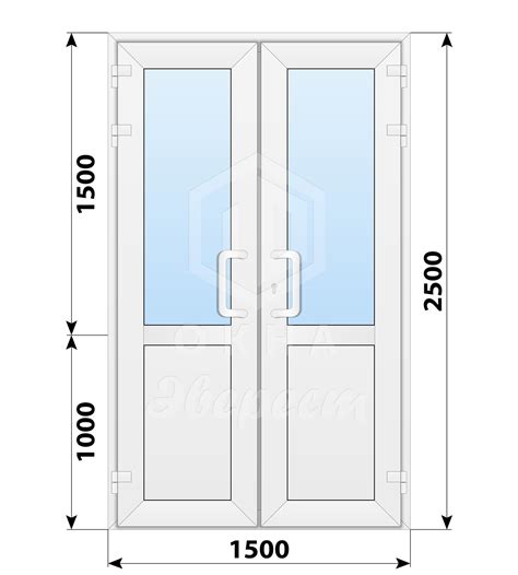Пластиковая входная двухстворчатая дверь со стеклом 1500x2500 - купить ...