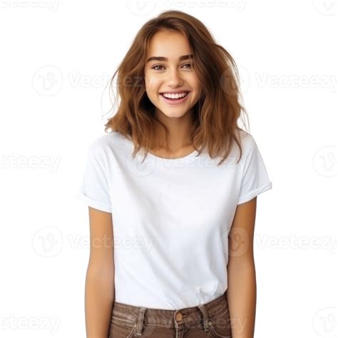 Young Woman In White T Shirt Isolated 27546603 Png