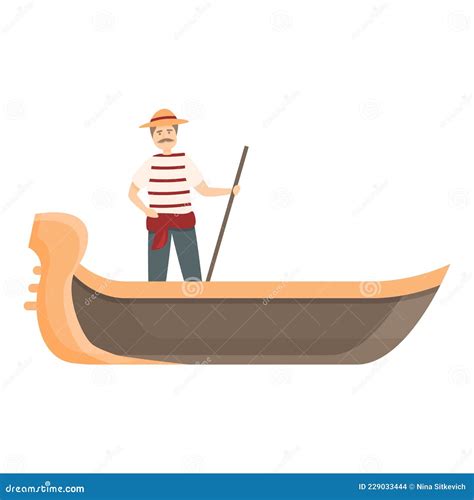 Italy Gondola Icon Cartoon Vector Venice Boat Stock Vector