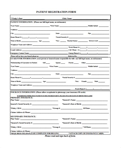 Free Sample Patient Registration Forms In Pdf Ms Word