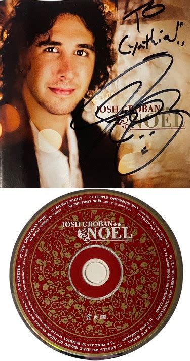 Josh Groban Autographed Signed 2007 NOEL Reprise Records Album Cover Booklet , CD, To Cynthia – COA