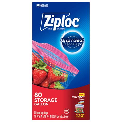 Ziploc Brand Storage Bags With New Stay Open Design Gallon 80 Count