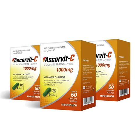 Kit Ascorvit Vitamina C Zinco C Psulas Maxinutri Submarino