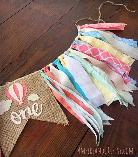 Hot Air Balloon First Birthday Banner Up Up Away Highchair Etsy