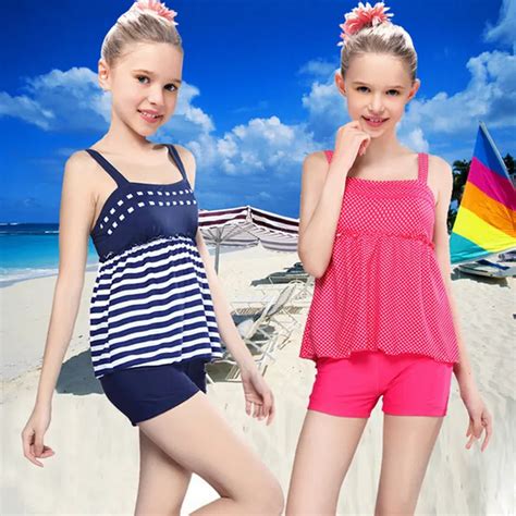 European Style Hot Sale Beautiful Young Girls Tankini Swimwear 8 14year