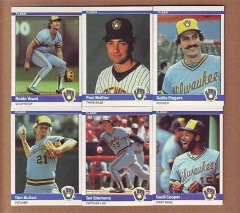 Complete Fleer Milwaukee Brewers Team Set Cards Robin Yount