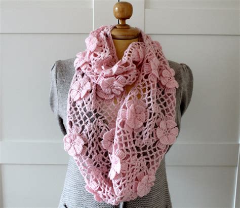 Crochet Pattern Scarf Lace Scarf Floral Whisper Scarf Lace Etsy