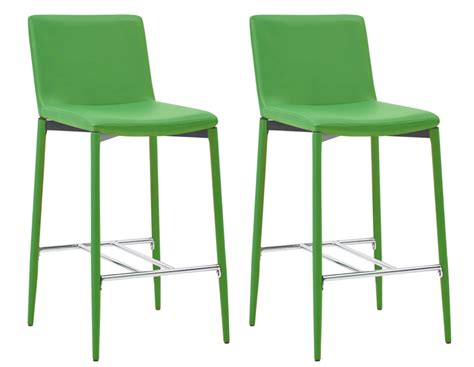 Home Chaise de bar simili cuir vert et pieds métal Rechi Lot de 2