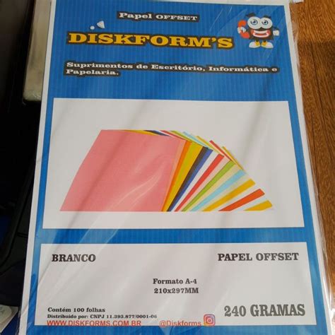 Papel Offset Chambril A4 Branco 240 Gramas Pacote 100 Folhas