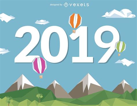 Descarga Vector De 2019 Año Nuevo Con Globos Aerostáticos