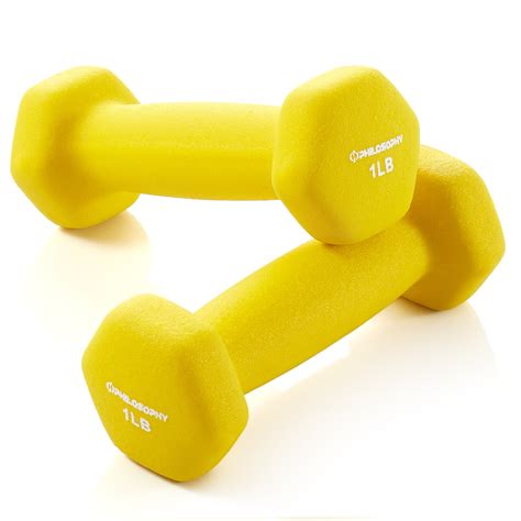 Philosophy Gym Neoprene Dumbbell Hexagon Hand Weights, 1 lb Pair - 2 lb