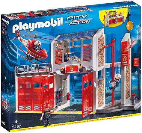 Quartier G N Ral De La Brigade De Pompiers Avec Camion Playmobil