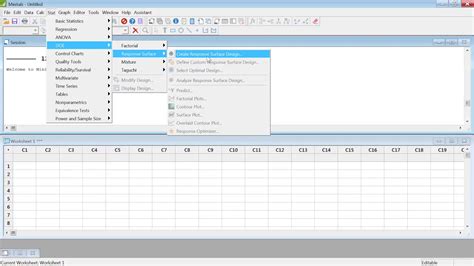 Response Surface Methodology Design Using Minitab Design Of