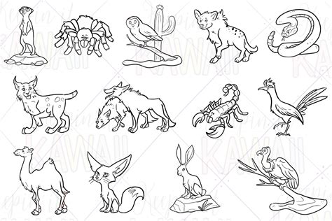 Desert Animals Digital Stamps Graphic by Keepinitkawaiidesign ...