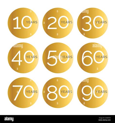 Anniversary Gold Banner Template Set Jubilee Labels Business Birthday Logo Vector