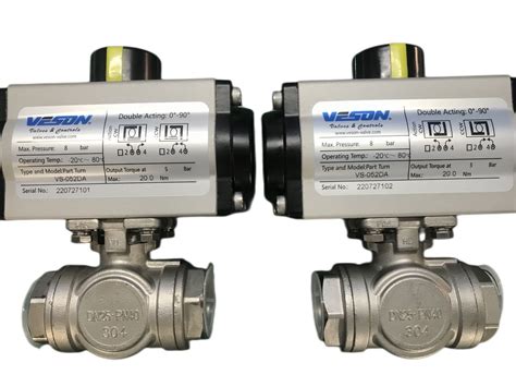 dn air actuated   ss  port ball valve double acting ball
