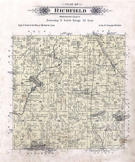 1915 Map of Richfield Township Washington County Wisconsin - Etsy ...