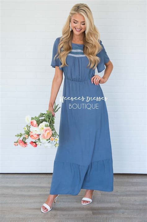 Steel Blue Modest Church Dress Best And Affordable Modest Boutique Cute Modest Dresses And