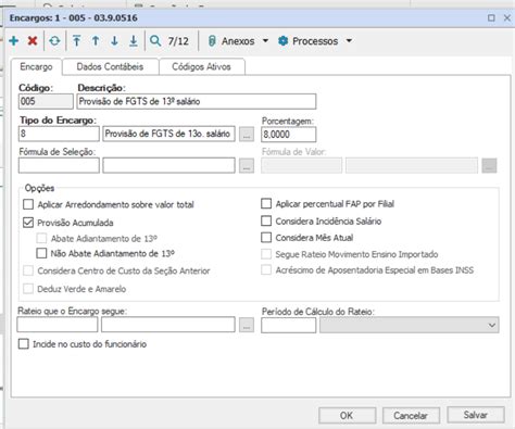 Rh Rm Fop Gera O Do Encargo Tipo Provis O De Fgts De O