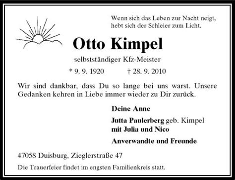 Alle Traueranzeigen F R Otto Kimpel Trauer Rp Online De