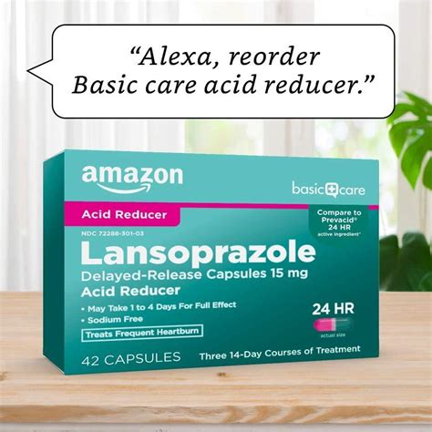 Amazon Basic Care Lansoprazole 15mg Capsules 42 Count Pack Proton Pump Inhibitor For