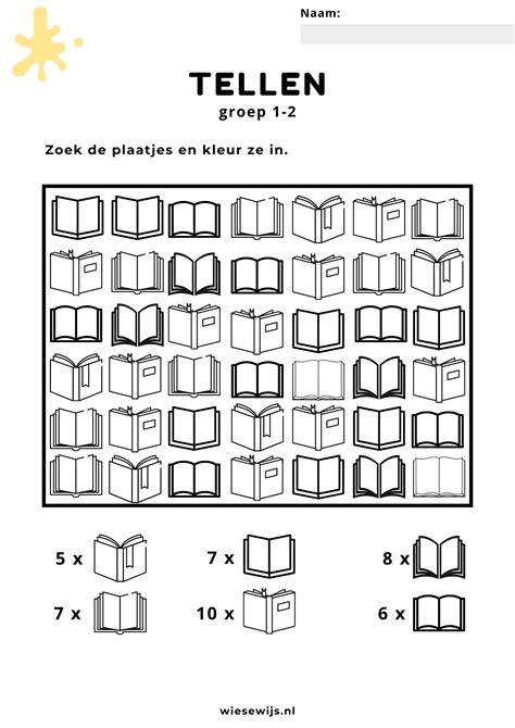 Werkblad Tellen Groep 1 2 Zoekplaat Thema School Wiesewijs