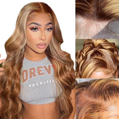 Amazon Honey Blonde Body Wave Lace Front Wig Human Hair Pre