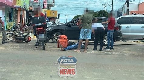 Colisão entre carro e motocicleta deixa uma pessoa ferida na avenida