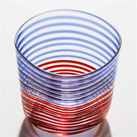 Carlo Moretti 997 43 Wasserglas Mit Orange Blauem Spiralen Dekor