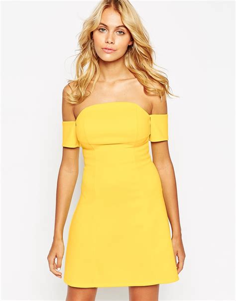 Asos Bardot A Line Mini Dress In Yellow Lyst