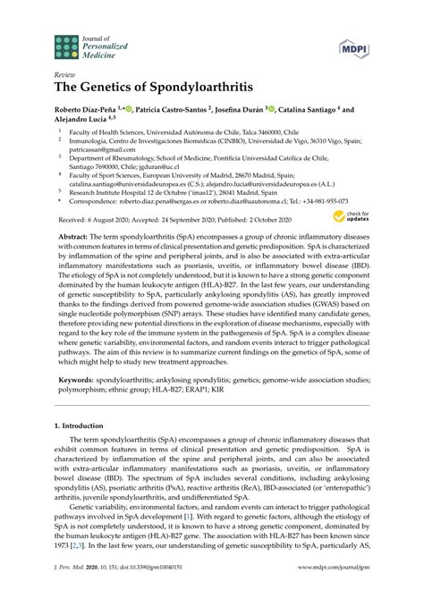 Pdf The Genetics Of Spondyloarthritis