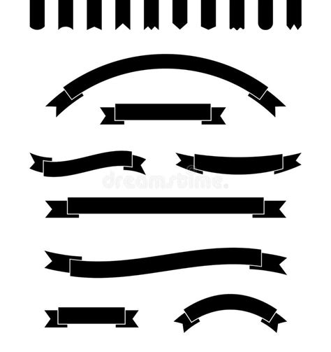 Sistema De Banderas Negras De La Cinta Cintas De Voluta Ilustración Del