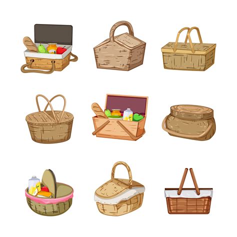 picnic basket set cartoon vector illustration 17415588 Vector Art at ...