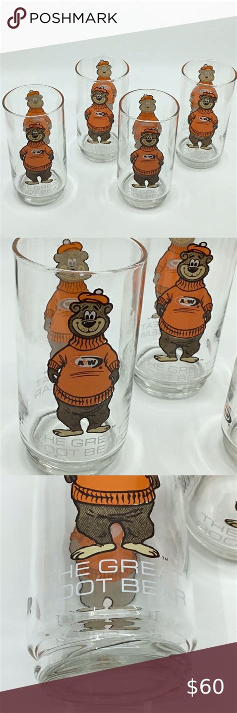 Vintage Aandw Great Root Beer Bear Rooty Mascot Glass 16 Oz Beer Bear