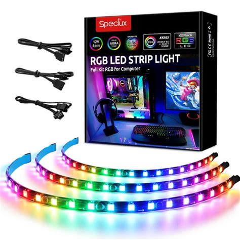 Speclux Addressable RGB PC LED Strip Lights with 5V 3Pin RGB Header ...