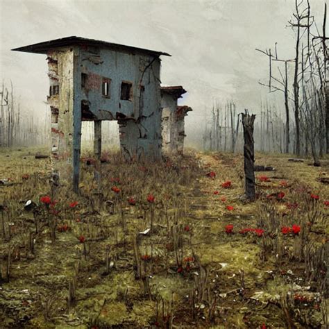 Krea Ai Painting By Jakub Rozalski Of An Abandoned Post So