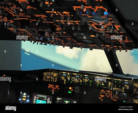 Cockpit Of A Boeing 737 Flight Simulator In Moenchengladbach Germany