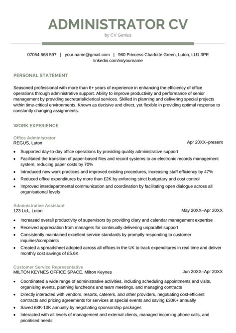 Administrator Cv Example Free Template And How To Write