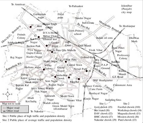 City map of Jalandhar showing sampling locations | Download Scientific ...