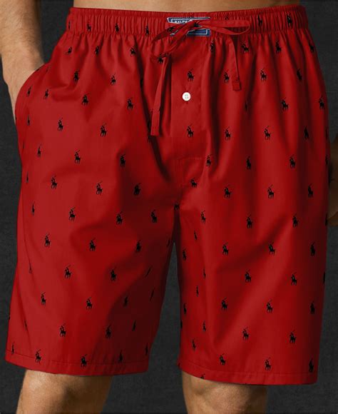 Polo Ralph Lauren Mens Allover Polo Player Woven Pajama Shorts In Red For Men Lyst