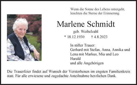 Traueranzeigen Von Marlene Schmidt Nordbayerischer Kurier