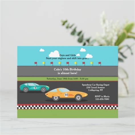 Race Cars Invitation Zazzle