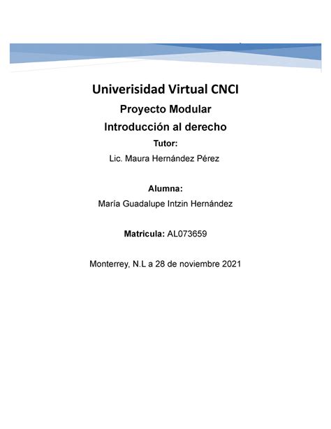 Proyecto Modular Introduccion Al Derecho Univerisidad Virtual Cnci