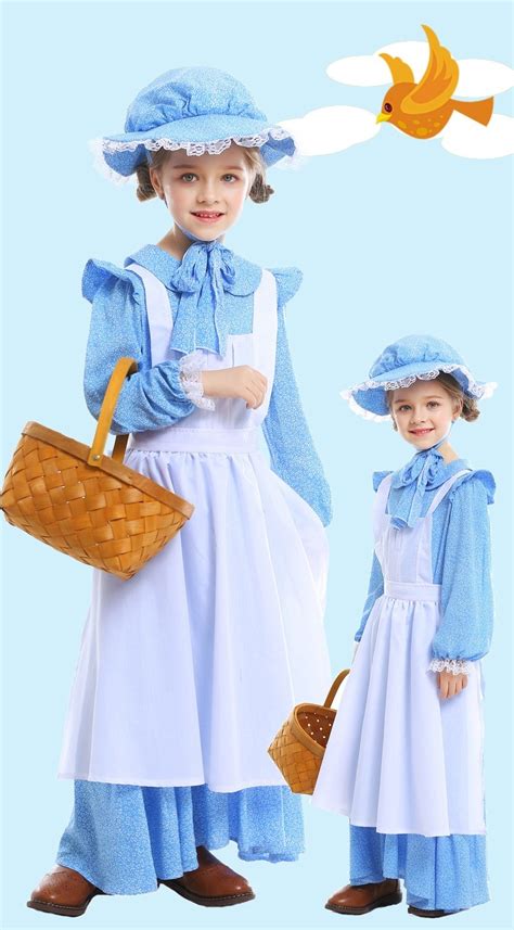 Victorian Maid Miss Historical Pioneer Colonial Girls Kids Olden Days