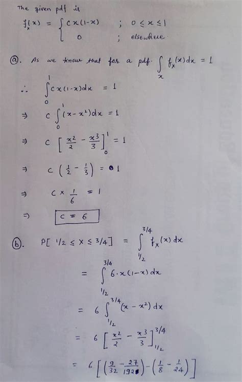 Solved A Random Variable X Has Pdf Fx X Cx 1 X 0 X 1 0