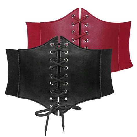 2packs Jasgood Corset Belts For Women Plus Size Wide Lace Up Leather