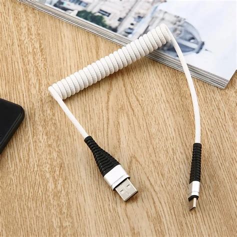 USB C tipo c cabo enrolado mola espiral tipo c macho cabo de extensão