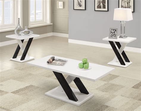 Abby Black and White 3pc Coffee Table Set | Las Vegas Furniture Store | Modern Home Furniture ...