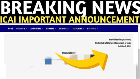 Breaking News Icai Very Important Announcement Rd March Ca