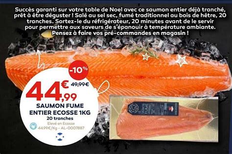 Promo Saumon Fumé Entier écosse 1 Kg 20 Tranches chez Cabesto